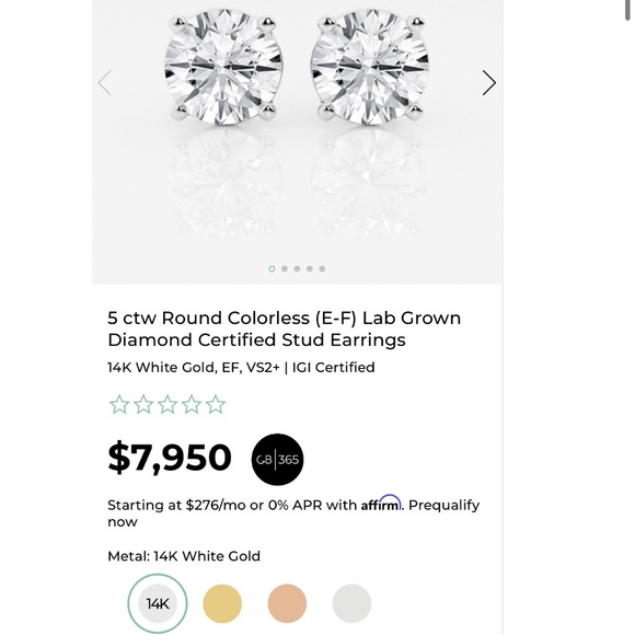 Stunning 5.02 Carat CTW Lab Diamond Studs Martini Set 14k WG F VS - Picture 6 of 6